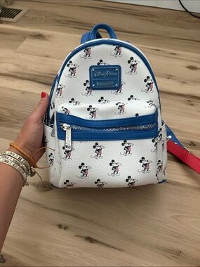 Loungefly White & Blue Mickey Mouse Mini Backpack